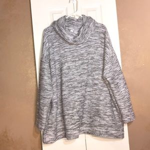 Plus size cowl neck grey sweater